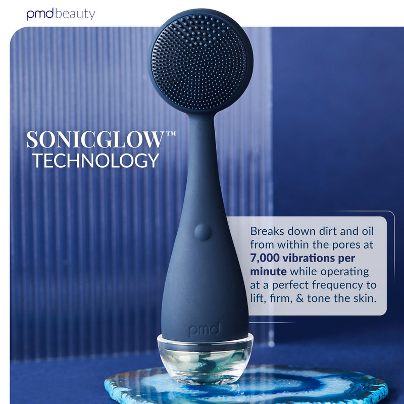 PMD Clean - Smart Facial Cleansing Device with Silicone Brush & Anti-Aging Massager Navy