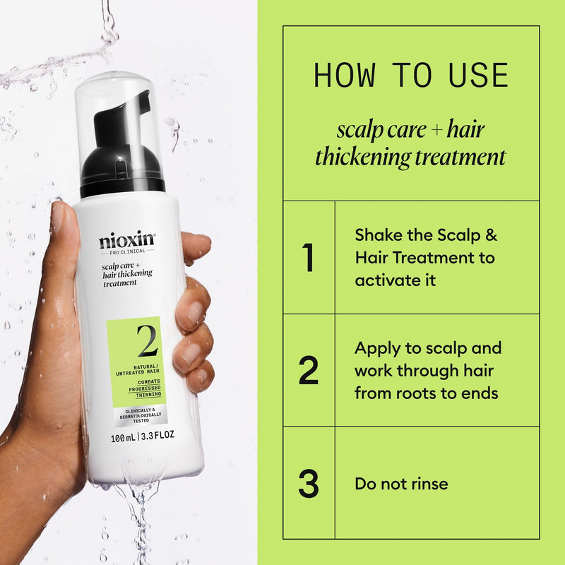 Nioxin System 2 | Scalp Care | Leave-In Treatment | For Natural Hair | Hair with Progressed Thinning | Boost Hair Density & Strengthen Against Breakage with Niacinamide & Biotin 3.3 Fl Oz (Pack of 1)