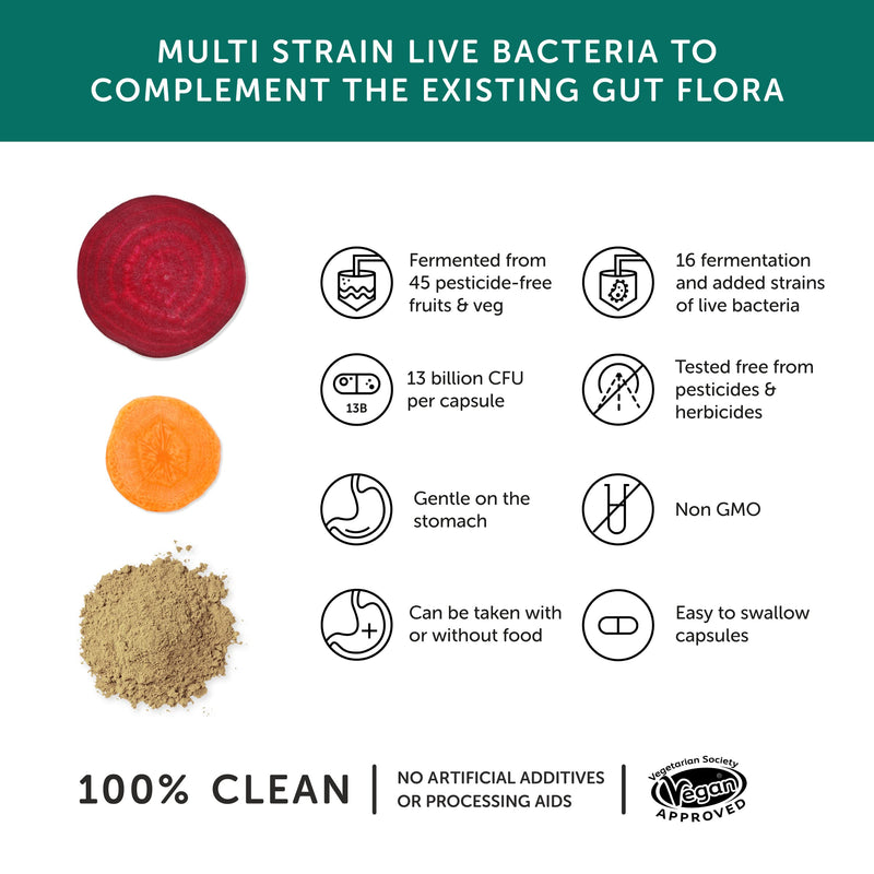Multibiotic – Together Health – 45 Farm-Grown Fermented Foods - Multi Bacterial Strains with 13 Billion CFU – Vegan Friendly – Made in The UK – Pack of 3-90 Vegecaps 90 count (Pack of 1)