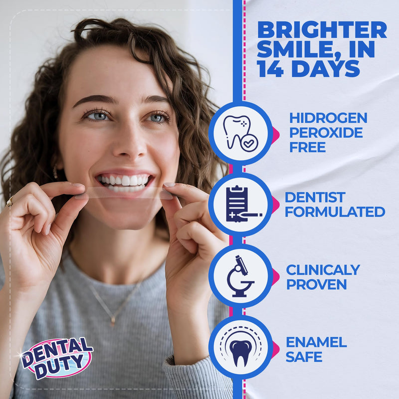 [Australia] - Dental Duty Teeth Whitening Strips ‚Äì 28pcs Vegan White Strips for Teeth Whitening ‚Äì Enamel-Safe Teeth Whitener ‚Äì Removes Coffee & Tea Stains ‚Äì Non-Toxic, Sensitivity-Free Teeth Whitening Kit. 