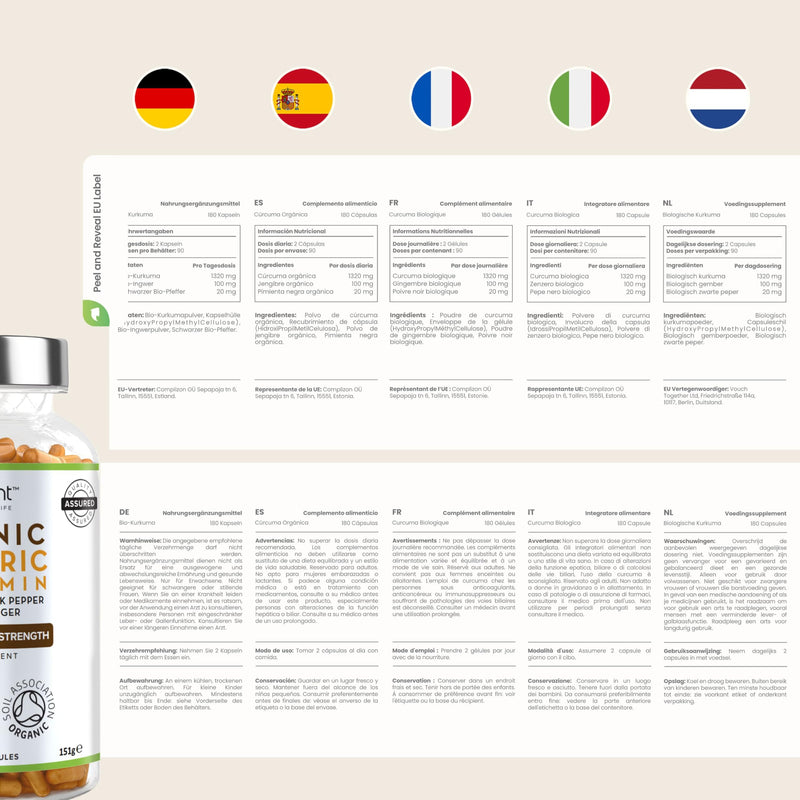 Turmeric and Black Pepper Capsules | 1440mg Dose | 180 Tablets | 3 Month Supply | 2 A Day | Herbal Supplements | High Strength Curcumin | VitaBright Organic Tumeric Supplement 180 count (Pack of 1)