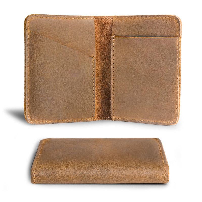 Hide & Drink, Bifold Wallet, Slim Card Holder, Minimalist Traveler Wallet, Vintage Front Pocket Wallet, Full Grain Leather, Handmade (Single Malt Mahogany) Single Malt Mahogany