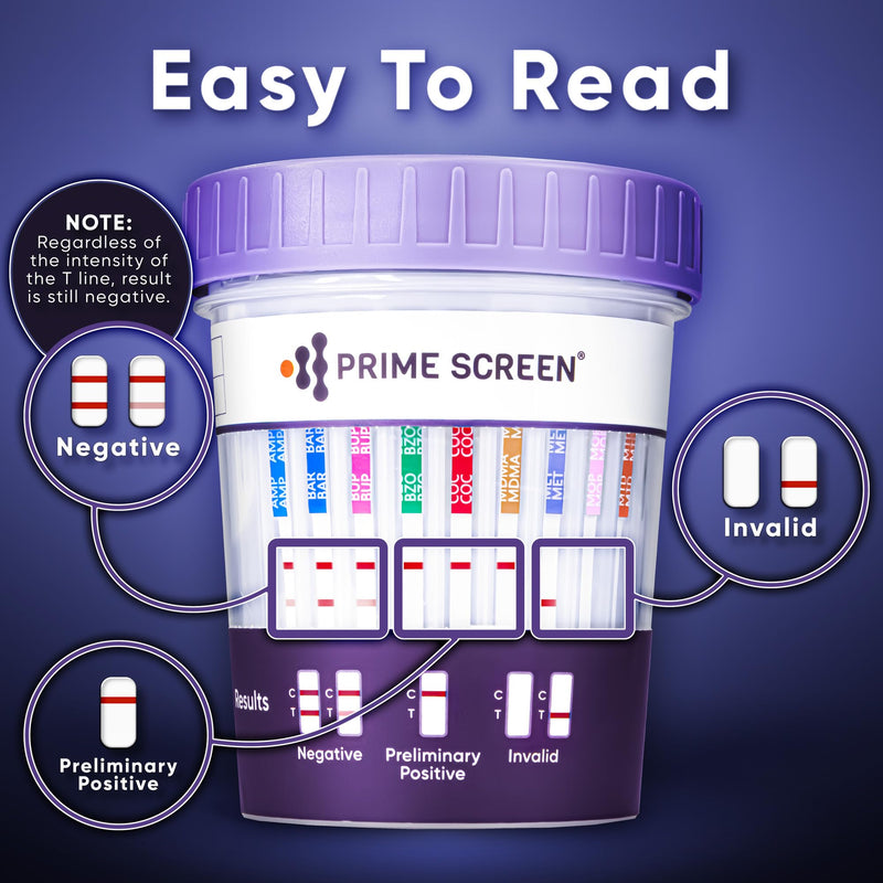 Prime Screen® Multi-Drug Urine Test Cup - 12 Panel Drug Test - Instant Testing Marijuana (THC),OPI,AMP, BAR, BUP, BZO,COC, mAMP, MDMA, MTD, OXY, PCP - [5 Pack] 5