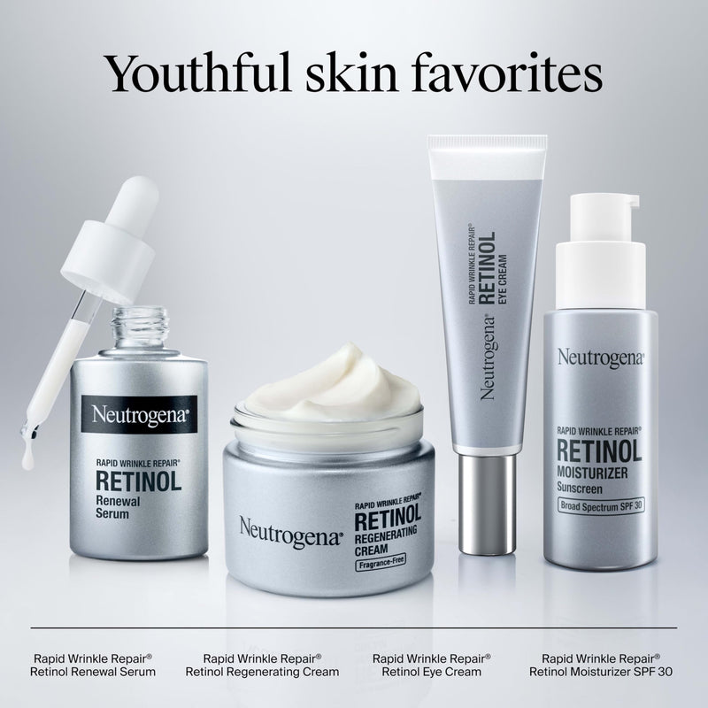 Neutrogena Rapid Wrinkle Repair Retinol Renewal Serum, 1 fl oz | Lightweight Anti-Aging Facial Serum, Dullness & Dark Spots 1.7 Fl Oz (Pack of 1)