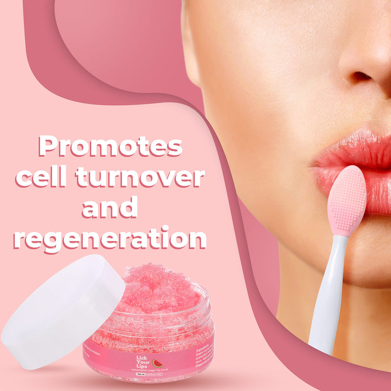 [Australia] - Watermelon Sugar Scrub for Dry, Cracked and Dark Lips by Lick Your Lips – Organic Lip Scrubs Exfoliator and Moisturizer with Lip Brush – Vegan, Cruelty-Free Lip Care Product (20g) Watermelon Sugar Lip Scrub 