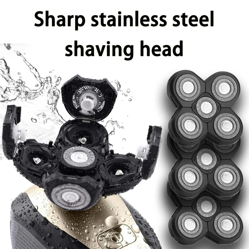 3Pack Shaver Replacement Blades Compatible with F-ree-bird Head Shaver Kit, 5 Blades Shaver Replacement Heads for Bald Men, Ruixin Replacement Blades for Flex-series Electric, with 3 Brushes.