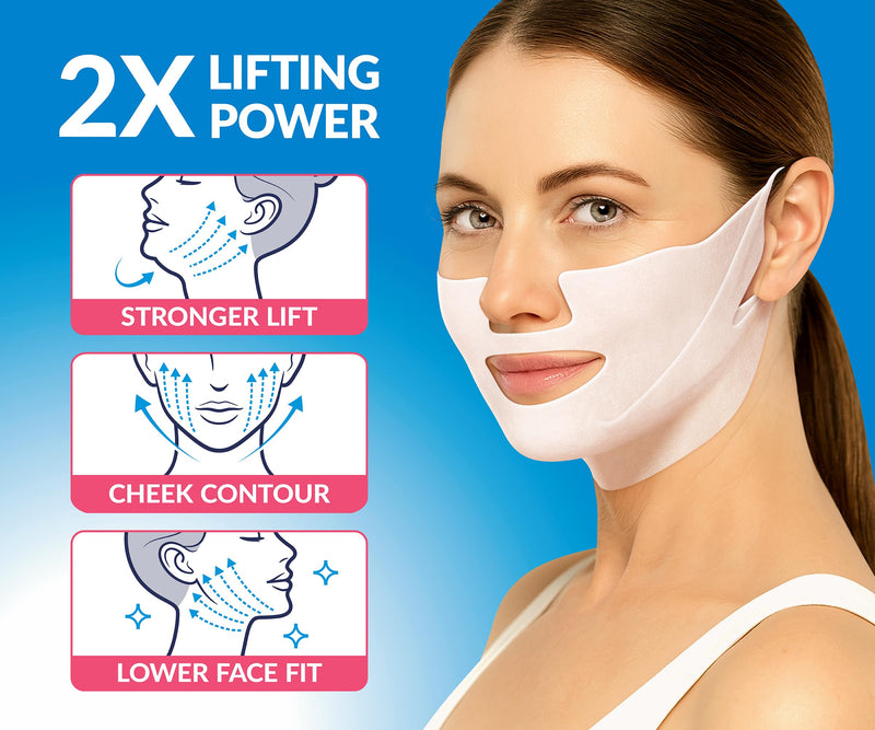 [Australia] - Stylia MaxiLift V-Line Lifting Collagen Face Mask - Advanced Double Chin Reducer - Jawline Shaper - Neck Firming and Tightening Mask with Hyaluronic Acid & Aloe Vera - Chin Strap for Sleeping (10PC) 10 Count (Pack of 1) V-Line MaxiLift 