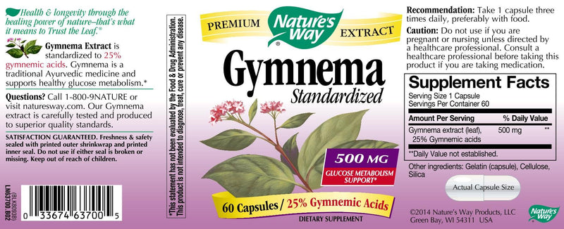 [Australia] - Nature's Way Gymnema Standardized 60 Vegetarian capsule, 60 ct 