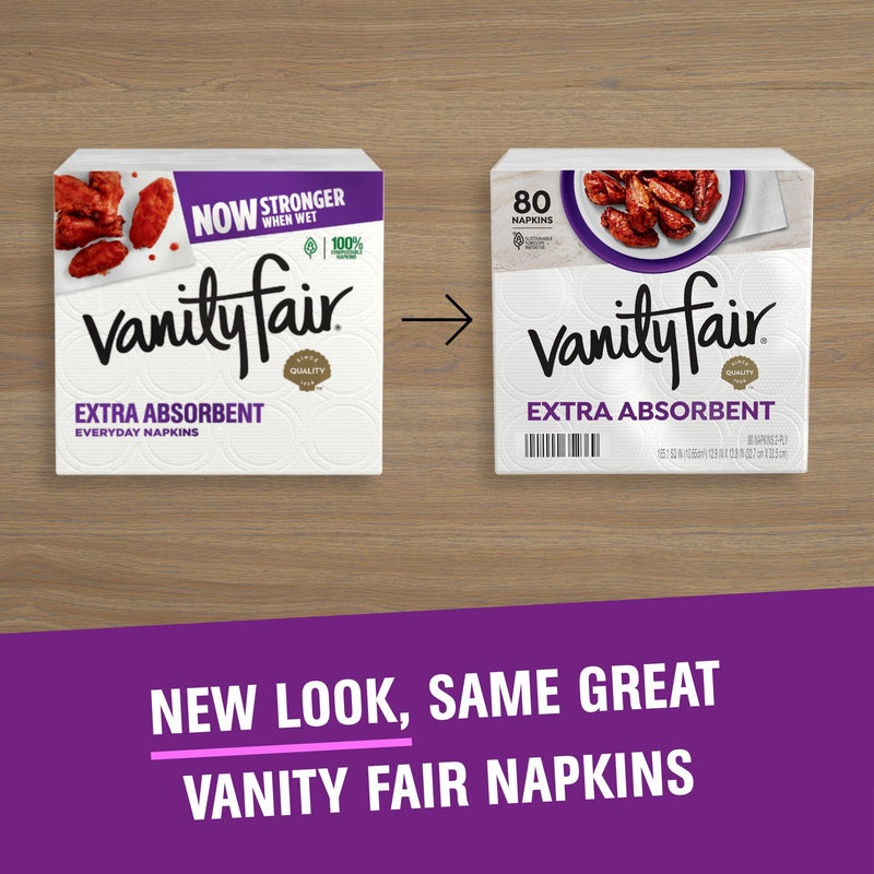 [Australia] - Vanity Fair Extra Absorbent Premium Paper Napkins, 80 Count, Disposable Napkins Made Soft And Strong For Messy Meals And Everyday Use 80 Count (Pack of 1) 