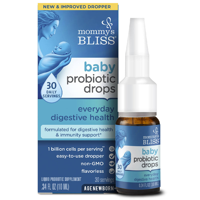 Mommy's Bliss Organic Baby Vitamin D Drops 100 Servings (Pack of 1) with Baby Probiotic Drops Everyday 30 Servings (Pack of 1) Baby Vitamin D Drops + Probiotic Drops