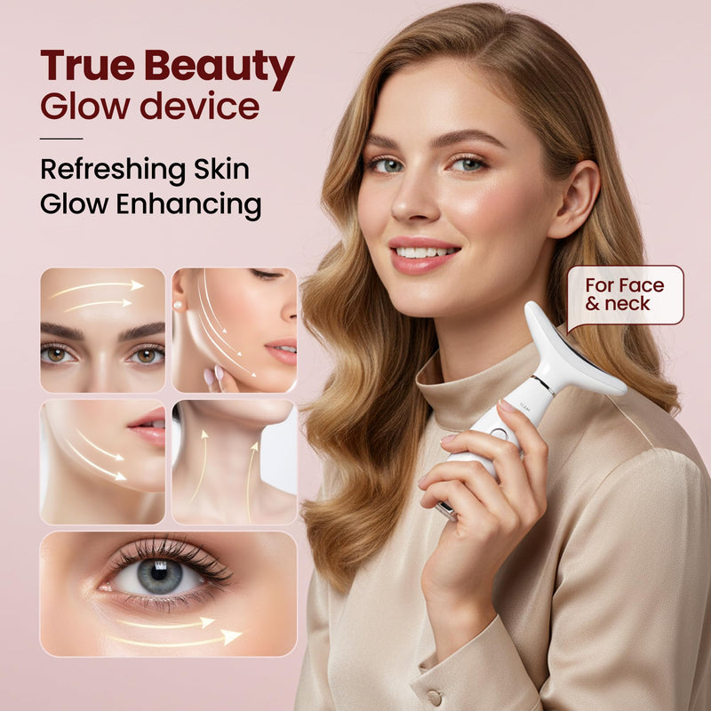 KLY Beauty 7-in-1 Beauty Facial Massager for Face and Neck – Thermal & Vibrating Facial Tool for Wrinkle Reduction, Skin Firming, Skin Lifting and Skin toning| With Retinol Collagen Creme