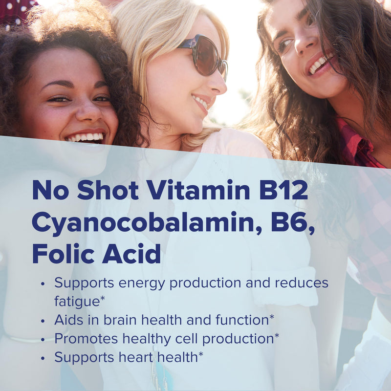 Superior Source No Shot Vitamin B-12 Cyanocobalamin 1000 mcg, B-6, Folic Acid 800 mcg - Support Brain & Heart Health - Aids Natural Energy Levels - 60 Sublingual Dissolving Tablets | Sublingual Formula with B-12 Cyanocobalamin, B-6 and Folic Acid Suppo...