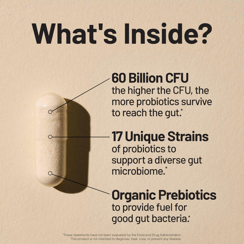 NatureWise Probiotics 60 Billion CFU - 17 Strains + Organic Prebiotics - Immune, Digestive & Gut Health Support for Women & Men - Vegetarian, Gluten-Free, Non-GMO - 60 Capsules[2-Month Supply] 60 Count (Pack of 1)
