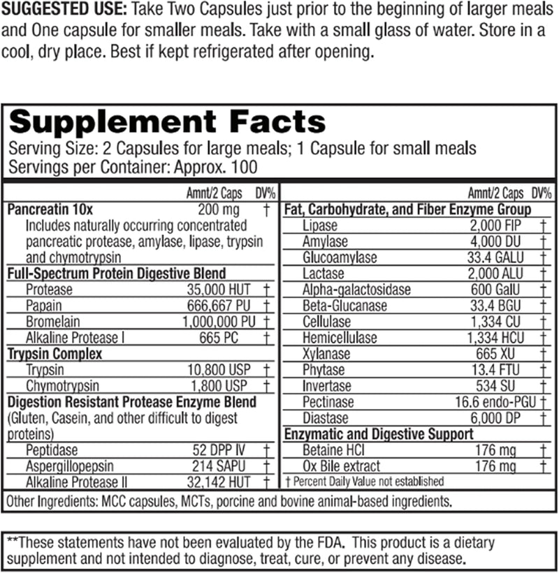 [Australia] - Dr. Tennant's Digestive Enzymes | GERD, Heartburn & Acid Reflux Relief | Supports Gut Health & Bloating Relief | 2X DPP-IV Enzyme for Gluten Digestion | 200 Capsules 