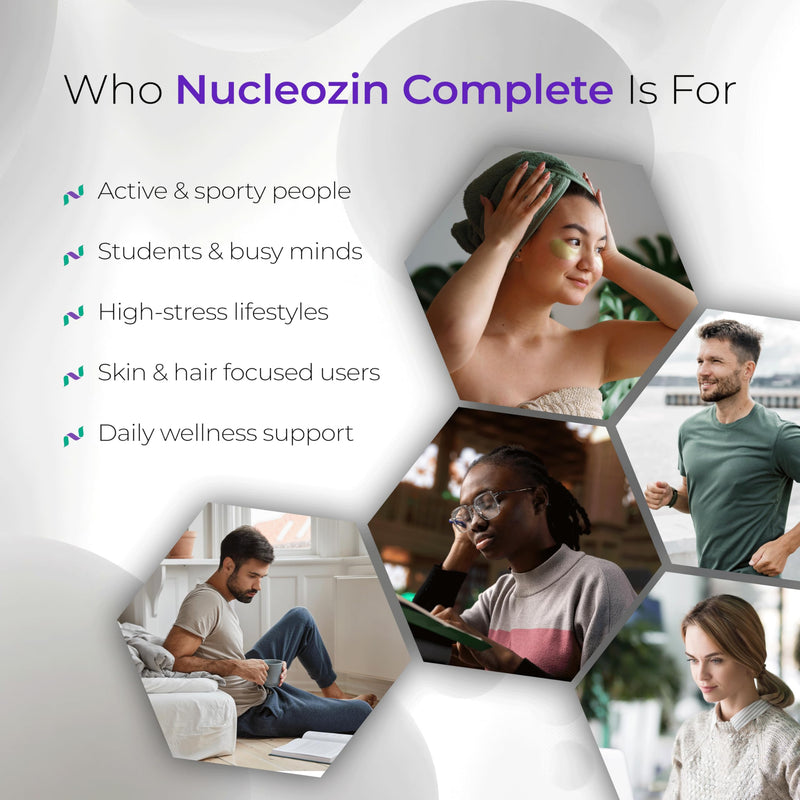 Nucleozin Complete (60 Capsules) | Zinc Citrate & Gluconate with Dietary Nucleotides | High Absorption Vegan Zinc Supplement for DNA, Cognitive, Immune & Cellular Health | Gluten & Additive-Free