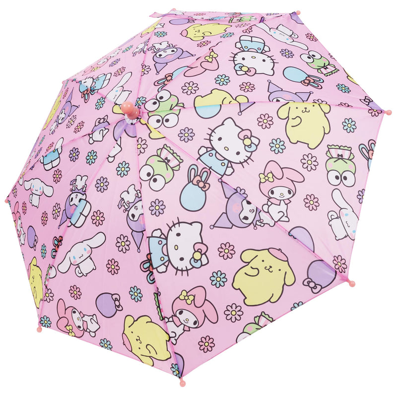 Concept One Hello Kitty Umbrella for Kids, Pink | Multi-Character, Girls with Curved Handle and Safety Tips, Cute Umbrellas for Rain