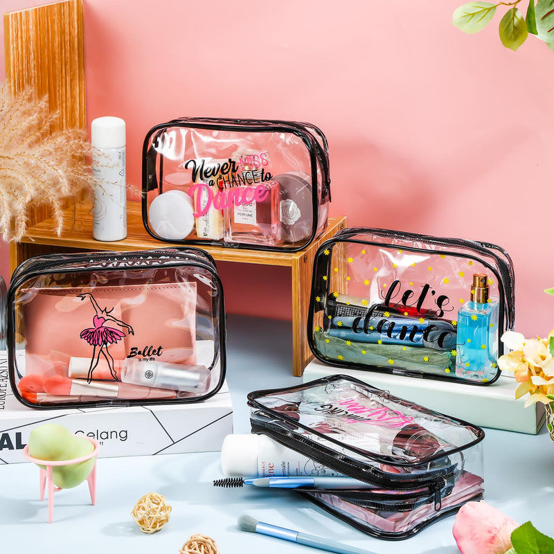 Abbylike 24 Pcs Clear Makeup Bags Cheer Dance Team Gifts Zipper,Dance | Waterproof PVC Toiletry Cases, Bulk Team Gifts, Zipper Closure for Organized Cosmetic Storage, 7 x 4.7 x 2.4 Inches