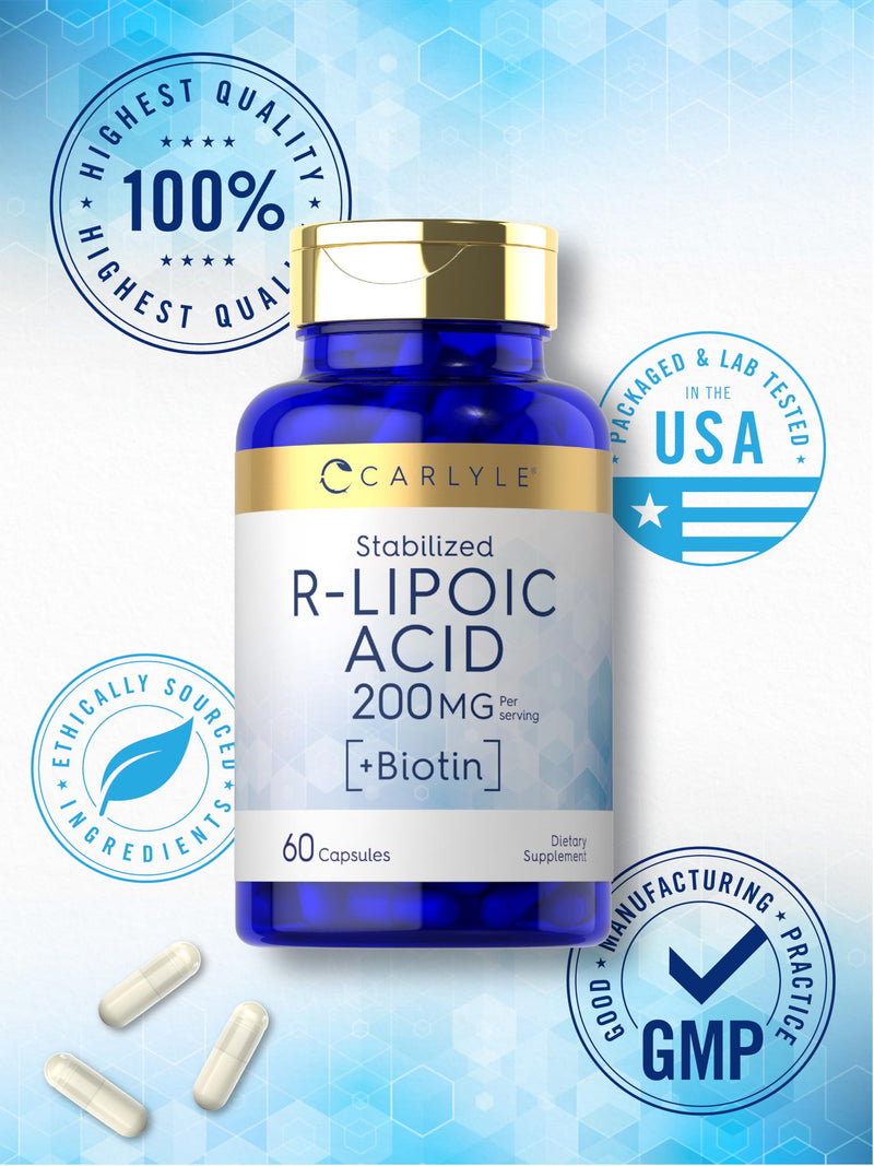[Australia] - Carlyle R-Lipoic Acid 200mg | 60 Capsules | Stabilized RLA with Biotin | Non-GMO, Gluten Free 