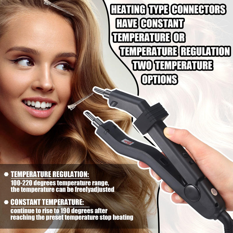 [Australia] - Hair Extensions Tool K Tips Hair Extensions Tool 12 Templates Clips 50 Fusion Glue Protector 201 Finger Protector 2 Bags Keratin Glue Granule Beads(Black) 