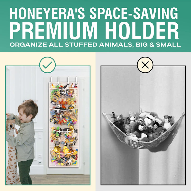 [Australia] - The Original Stuffed Animal Storage (Patent Pending) - Over Door Organizer for Stuffies, Baby Ideas Holder, Toy Plush/Hammock Hanging Storage Net Big Girls Toddler Large Bag Animals White 