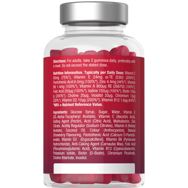 Multivitamin Gummies for Adults | 120 Count | Strawberry Flavoured | 14 Key A-Z Nutrients | with Vitamin A, B12, C, D, and Zinc | Vegan | By Horbaach