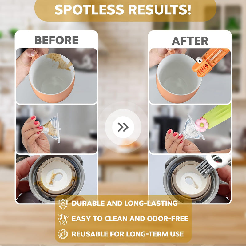[Australia] - Cup Lid Cleaning Brush, 3 in 1 Cup Cleaner Brush New Multifunctional Lid Cleaner Lid Brush Cleaning Tool Multipurpose Bottle Gap Cleaner Brush Blue 