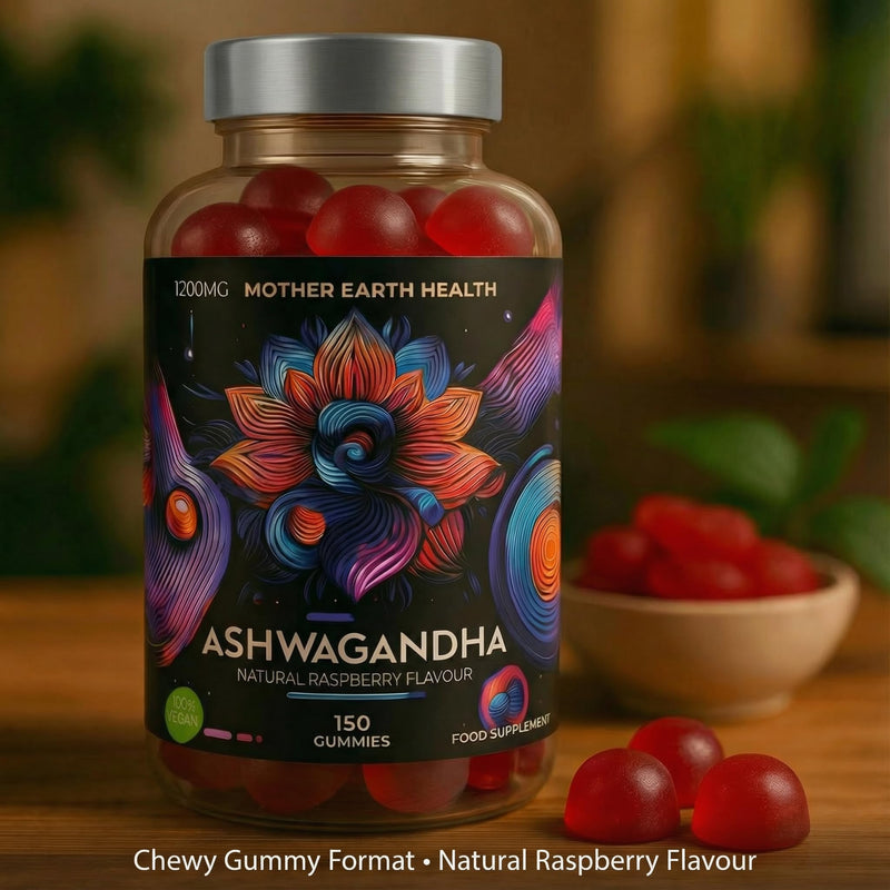 Ashwagandha Gummies 1200mg – 150 Gummies – 2.5 Months Supply - 5% Withanolides – Natural Raspberry Flavour – High Strength - Stress Relief & Mood Support – Vegan, Non-GMO, Gluten Free