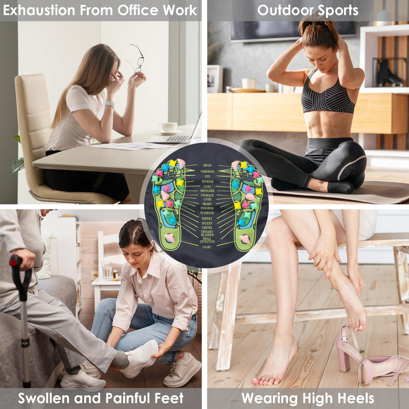 [Australia] - Foot Massage Mat, Reflexology Walk Stone Road Acupressure Mat with Chart, Feet Pressure Point Mat for Elderly Students and Office Workers (68.9 x 13.78 Inches) 