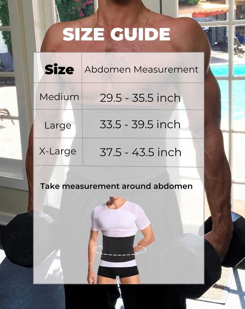 Reian Men's Abdominal Binder for Post Surgery,Compression Wrap Abdomen Waist Support Belt for Hernia Surgery, Abdominal Injuries (Black, X-Large) Black
