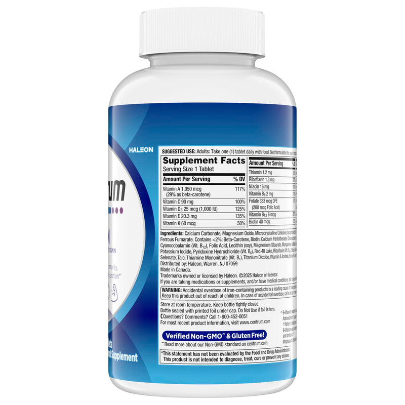 Centrum Multivitamin for Men, Multivitamin/Multimineral Supplement with Vitamin D3, B Vitamins and Antioxidants, Gluten Free, Non-GMO Ingredients -Tablet 200 Count | Contains Vitamin D3, B Vitamins and Antioxidants, Gluten Free, Non-GMO Ingredients, GL...