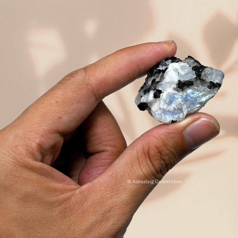 [Australia] - Amazing Gemstone Rainbow Moonstone Raw Crystals and Healing Stones, Natural Rocks For Tumbling - DIY Raw Stones And Crystals (1 Piece) 