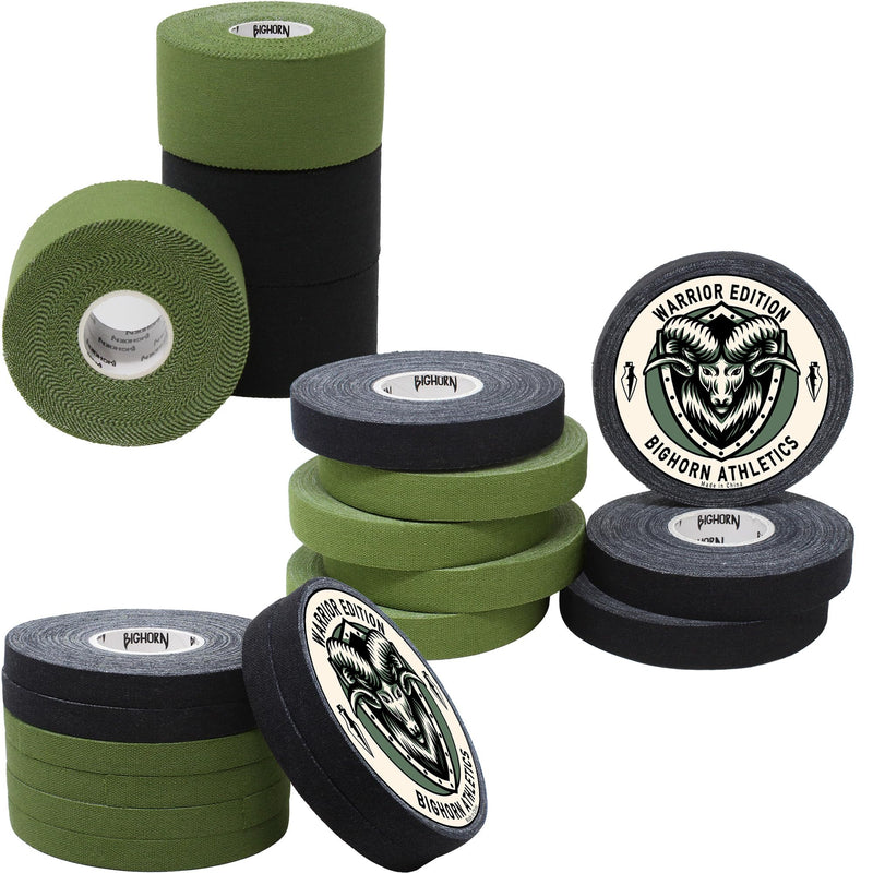 Bighorn Athletics Athletic Tape Bundle - Residue Free Glue, Latex Free, Cotton, Multiple Sizes for Various Activities