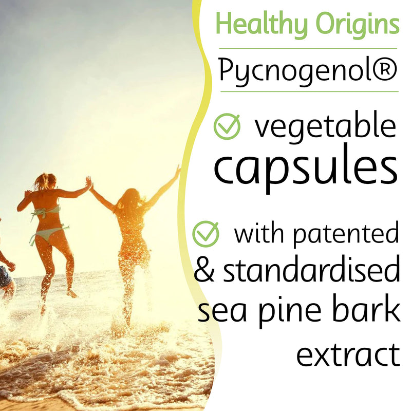Healthy Origins, Pycnogenol, 100mg, Pine Bark Extract with Procyanidins, 60 Vegan Capsules, SOYA Free, Gluten Free, Vegetarian, Non GMO 60 Capsules