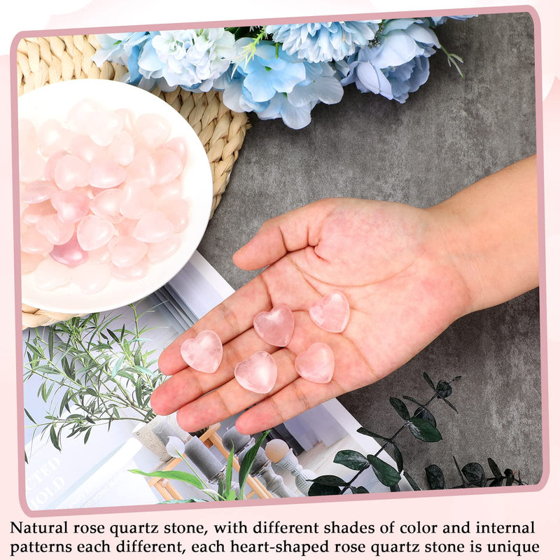 [Australia] - Gerrii 50 Pcs Heart Healing Stone Bulk Quartz Heart Rose Quartz Inspirational Stones Mother Day Gift for Women Love Pocket Polished Natural Energy Balancing Meditation 0.8 Inch 