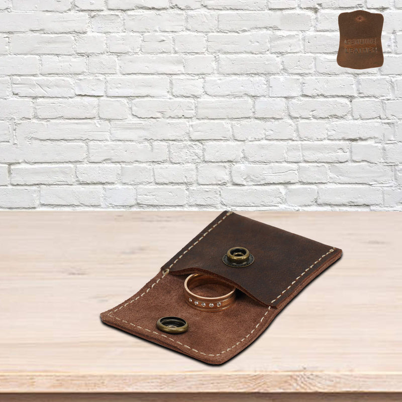 Leather cosmetics bag, Ring Pouch with soft leather inside, Dopp kit, Toiletry bag for men and women