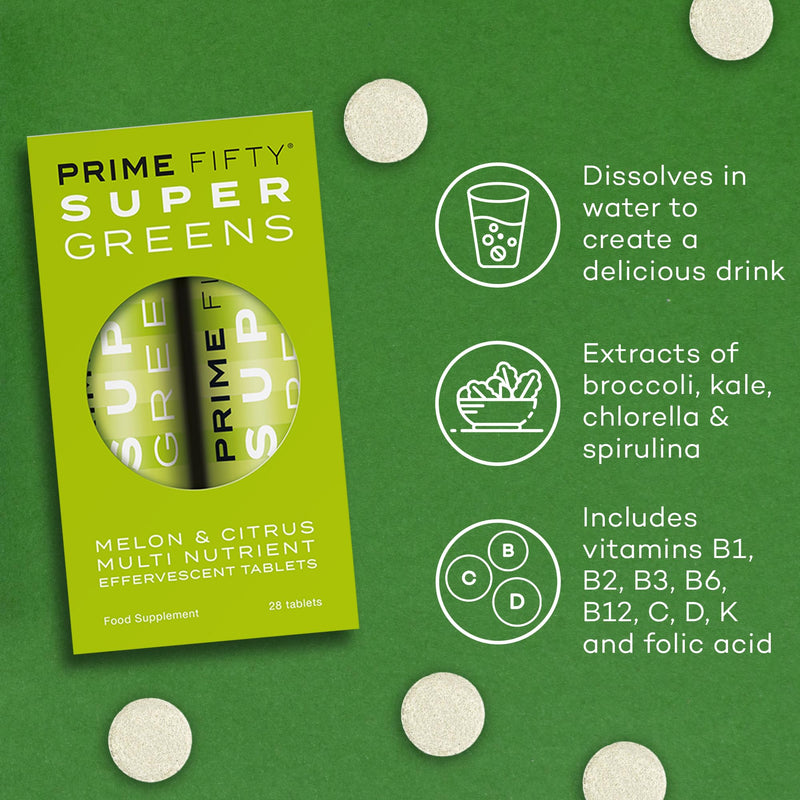 Super Greens+ Supplement – Effervescent Multivitamins Tablets – 28 Day Supply – Immune System Supplement with Super Greens, Melon, Citrus Multi-Nutrient