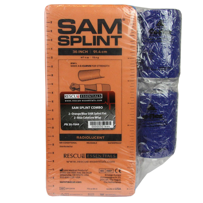 SAM® SPLINT COMBO PACK (2 ORANGE/BLUE 36" SPLINTS & 2 BLUE COHESIVE WRAP)