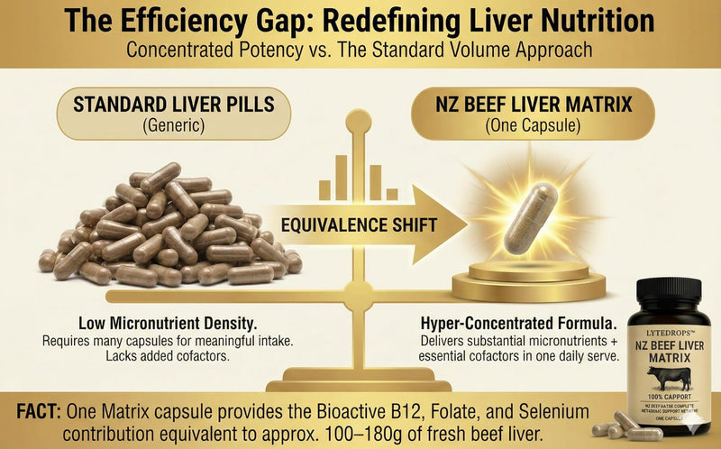 NZ Beef Liver Matrix – Grass Fed Beef Liver Capsules - 1 Capsule Dose (not 4-6) Includes Bio Available B12, and Amplified Ingredients 1 count (Pack of 120)