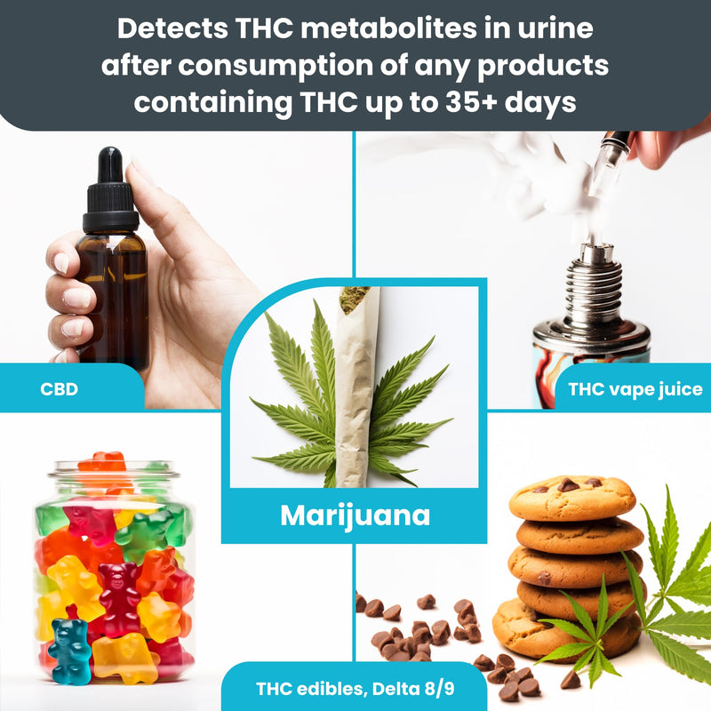 [Australia] - Highly Sensitive at Home Marijuana Drug Test Kit, THC Drug Test Kit Marijuana/Weed, THC Drug Test Urine, Easy Home Drug Test Marijuana/THC Substance Abuse, 7 THC Test Strips/Sticks, 50 ng/ml 