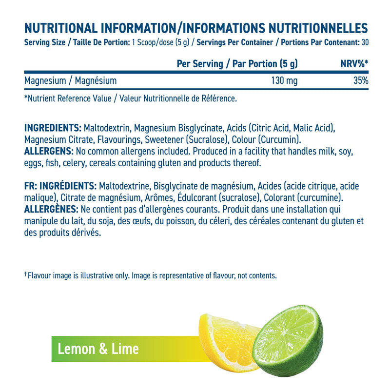 Applied Nutrition Solutions Magnesium Powder - Magnesium Bisglycinate & Citrate - 130mg per Serving for Nerve Function - Reduces Tiredness - Vegan - Halal (150g - 30 Servings) (Lemon & Lime) Lemon Lime 150 g (Pack of 1)