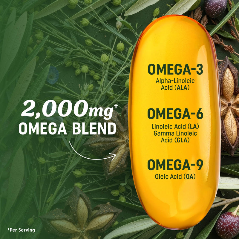 Vegan Omega 3 6 9 Supplements | 2000MG Plant-Based Triple Omega 369 Blend | Heart, Brain, Skin, and Eye Health Support | Vegan Fish Oil Alternative | Essential Fatty Acids Complex | Non-GMO | 60 Ct Vegan Omega 3-6-9, 60ct