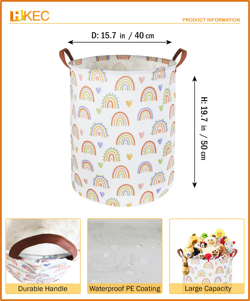 [Australia] - 19.7’’ Waterproof Foldable Laundry Basket,Baby Girls Nursery Hamper,Dirty Clothes Hamper for Boys and Girls,Kids Toys/Books Bins, Gift Baskets, Room Decor(Rainbow) 1 Rainbow 
