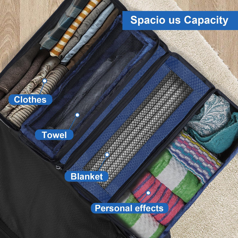 Olosar Suitcase Organizer, Travel Luggage Organizer Portable Hanging Travel Shelves Collapsible Hanging Packing Cubes for Carry on Suitcase Medium Navy blue-M