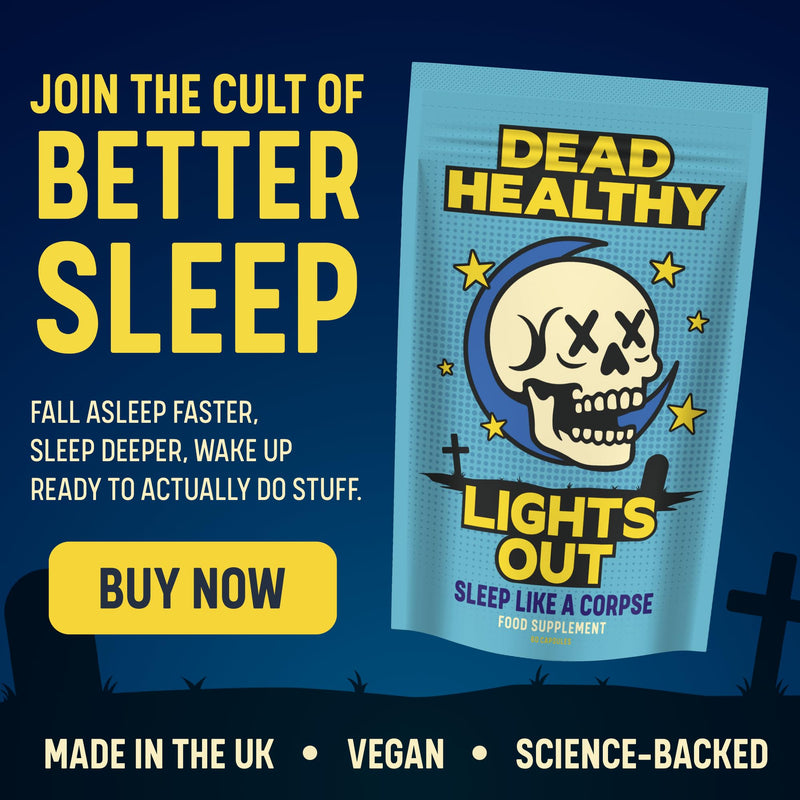 Lights Out – Premium Night-Time Sleep Support with Magnesium, L-Theanine, Lemon Balm & Tart Cherry – 60 Vegan Capsules – Made in the UK