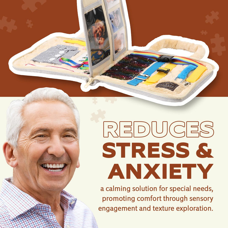 [Australia] - VonNova Fidget Blanket - Dementia Products for Elderly - Fidget Blanket for Adults with Dementia - Alzheimers Activities - Lap Blankets for Elderly - Busy Board 