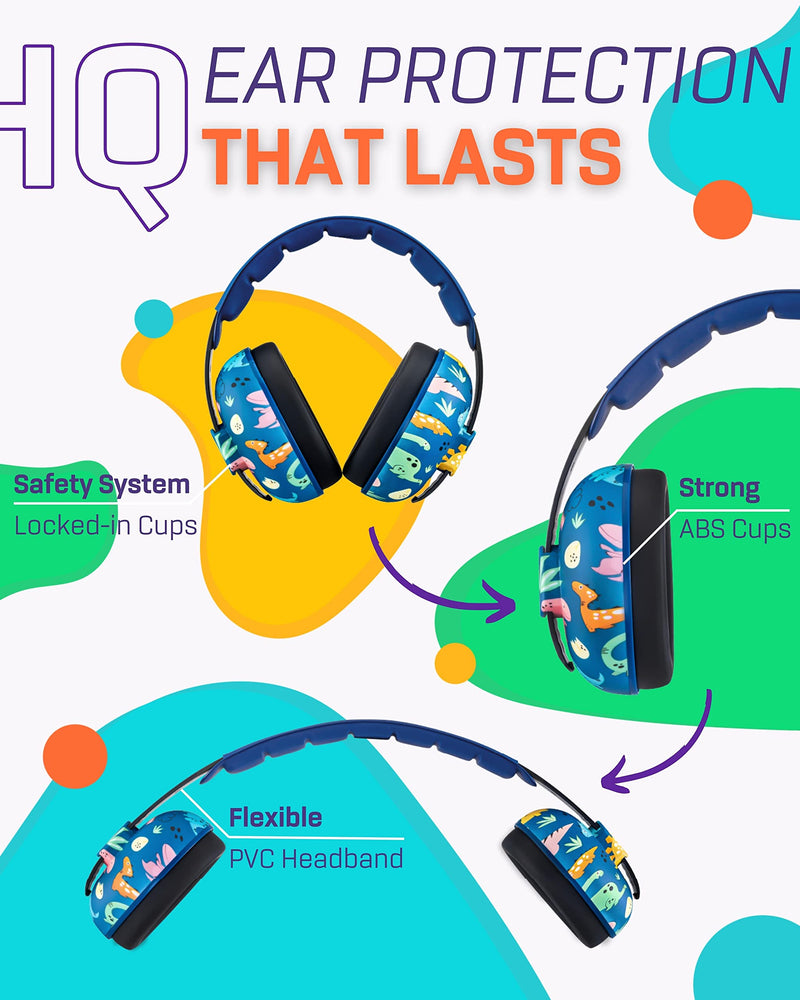 [Australia] - Vanderfields Baby Ear Protection Noise Cancelling Headphones for Babies, Toddlers, Infants 3 months to 2 years Dinosaur Club 