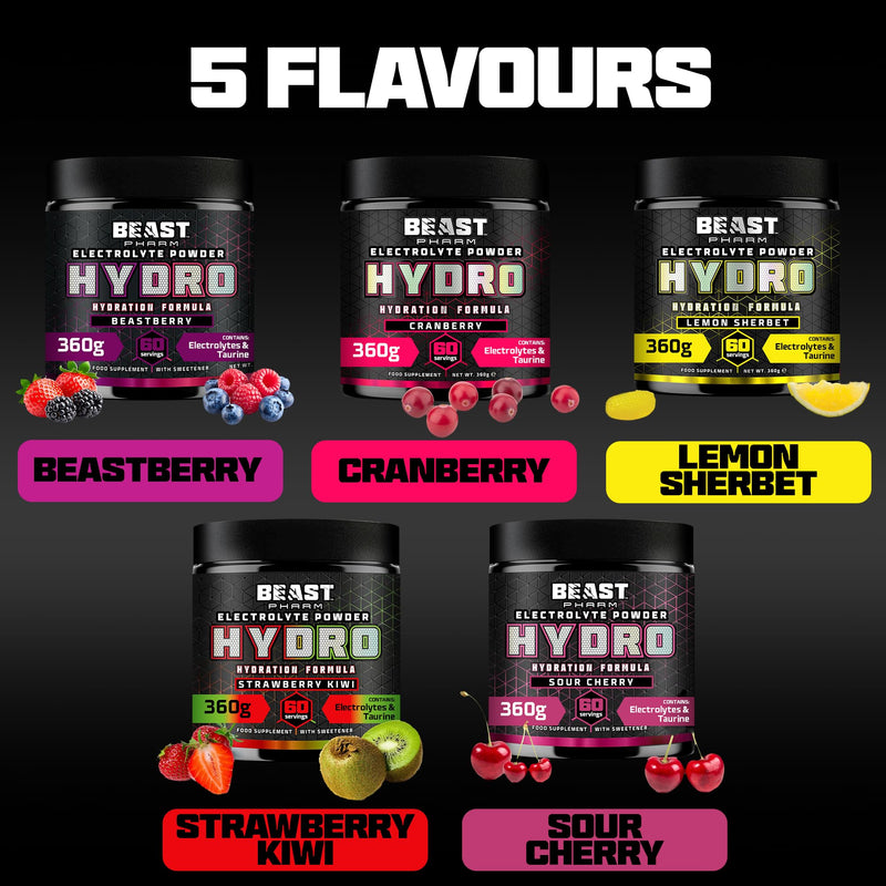 Beast Hydro Electrolytes Powder 60 Servings Keto Electrolyte Drinks for Hydration - Sugar Free with Potassium, Magnesium & More - 360g Beastberry