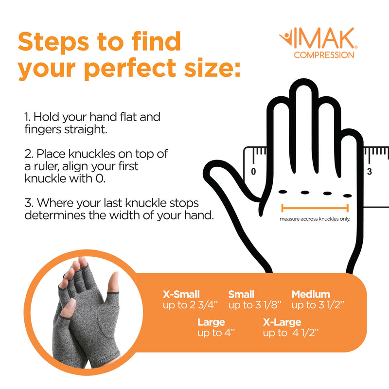 IMAK Compression Arthritis Gloves - Fingerless, Support for Joint Pain & Circulation, Unisex, Compression Gloves Large Grey