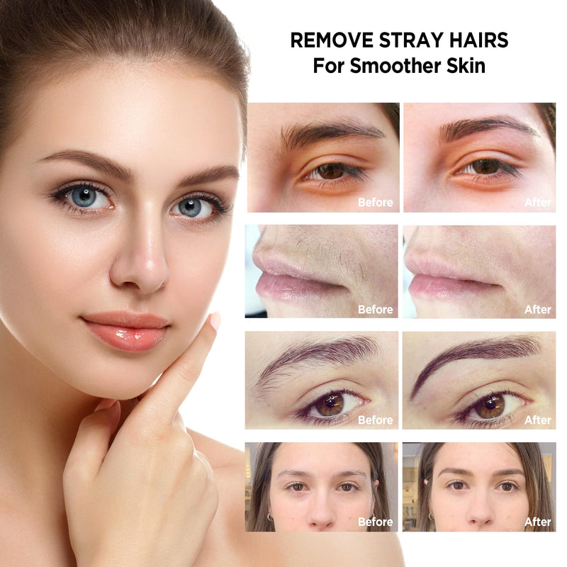 [Australia] - Facial Hair Remover for Women - 2 in 1 Eyebrow Trimmer and Rechargeable Eyebrow Razor - Hair Removal Device for Eyebrows Peach Fuzz Lips Arms with Light (Pearl White) Pearl White 