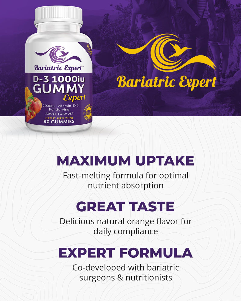 Bariatric Expert D3 Vitamin – Fast-Melting Dietary Supplement for Adults Post Bariatric Surgery, 90 Count